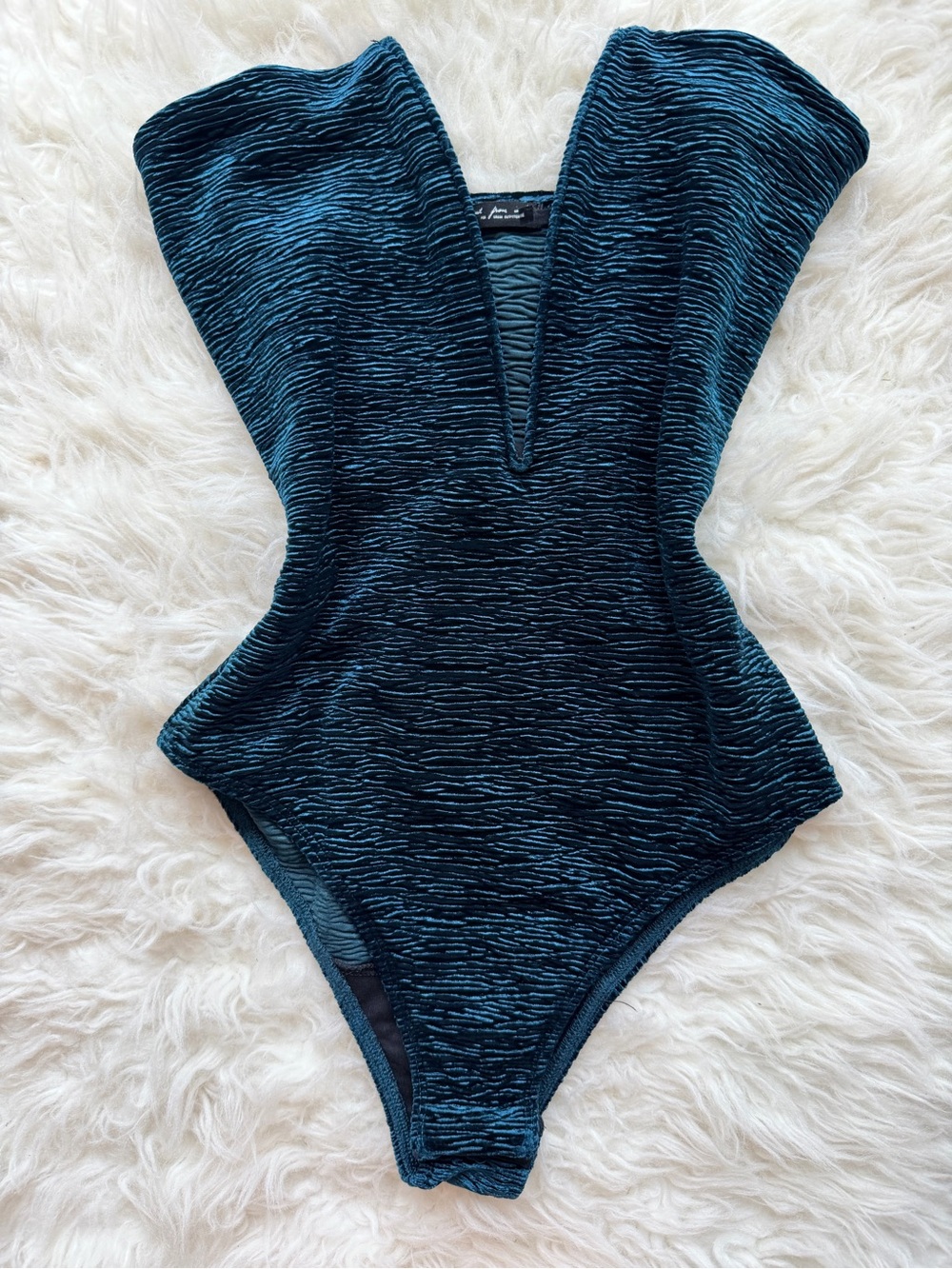 Deep V-Neck Teal Bodysuit